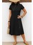 Meğdaix Kadın Kısa Kollu Yakadan ve Etekten Fermuarlı Midi Viskon Iki Iplik Elbise 1