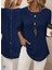 Meğdaix Kadın Uzun Kollu Yuvarlak Yaka Arkadan Düğmeli Waffle Bluz 3