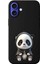iPhone 16 Plus ile Uyumlu Sevimli Panda (0214D) Tasarımlı Siyah Lansman Kılıf 1
