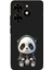 Tecno Spark 20 ile Uyumlu Sevimli Panda (0214D) Tasarımlı Siyah Lansman Kılıf 1