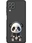Samsung Galaxy A22 ile Uyumlu Sevimli Panda (0214D) Tasarımlı Siyah Lansman Kılıf 1