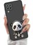 Samsung Galaxy A22 ile Uyumlu Sevimli Panda (0214D) Tasarımlı Siyah Lansman Kılıf 2