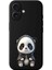 iPhone 16 ile Uyumlu Sevimli Panda (0214D) Tasarımlı Siyah Lansman Kılıf 1