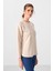 Bej Yumuşak Dokulu O Yaka Rahat Form Kadın Tunik Sweatshirt - 97305 9