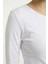 Kadın Bisiklet Yaka Uzun Kollu Regular Fit Basic Tişört Beyaz 2