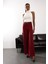 Bordo Kemerli Likralı Palazzo Pantolon 9150 3