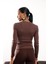 Acı Kahve Tül Yakalı Bluz 17179 5