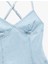 Volanlı V Yaka Çapraz Ip Askılı Mini Denim Elbise 5