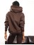 Kahverengi Fermuarlı Kapüşonlu Sweatshirt 10822 5