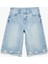 Troklu Yıpratılmış Düğmeli Cepli Bermuda Denim Şort 3