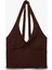 Viskon Halter Yaka Boyundan Bağlamalı Kolsuz Gipeli Crop Bluz 3