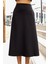 Kadın Yüksek Bel Cepli Şık Kumaş Midi Boy Diz Altı Kiloş Çan Etek-Siyah 4