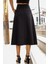 Kadın Yüksek Bel Cepli Şık Kumaş Midi Boy Diz Altı Kiloş Çan Etek-Siyah 6
