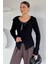 Kadın Fiyonklu Bel Yırtmaç Detaylı Triko Bluz P-00019097 3