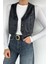 Kadın Ön Düğmeli Crop Top Suni Deri Yelek P-00019088 1
