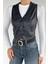 Kadın Ön Düğmeli Crop Top Suni Deri Yelek P-00019088 3