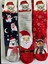 Yeni Yıl, Yılbaşı, Noel, Renkli Havlu Çoraplar, Geyikli, Noel Babalı, Desenli 3 Lü Paket (3 Adet) 1