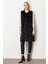 Kadın Peluş Kombinli Uzun Triko Yelek Siyah 20194 1