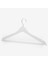 12 Adet Beyaz Ahşap Görünümlü Plastik Askı Kıyafet Elbise Gömlek Askısı Silver Kancalı 3