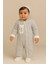 Bebek Teddy Desenli Içi Peluş Kapüşonlu Tulum Gri 1