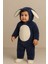 Bebek Tavşan Kulaklı Kapüşonlu Peluş Tulum Lacivert 1