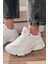 ZRİN-149 Beyaz Gümüş Bağcıklı Fileli Günlük Premium Kadın Sneaker 2
