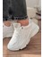 ZRİN-149 Beyaz Gümüş Bağcıklı Fileli Günlük Premium Kadın Sneaker 4