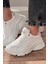 ZRİN-149 Beyaz Gümüş Bağcıklı Fileli Günlük Premium Kadın Sneaker 5