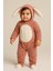 Kız Bebek Tavşan Kulaklı Kapüşonlu Peluş Tulum Pembe 1
