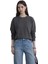 Kadın Gunmetal Always Smiling Nakışlı %100 Pamuk Oversize Sweatshirt - Bisiklet Yaka İki İplik Basic Spor Üst 1
