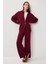 Kapüşonlu Fermuarlı Triko Alt-Üst Takım LMT0051 Bordo 1