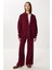 Kapüşonlu Fermuarlı Triko Alt-Üst Takım LMT0051 Bordo 2