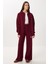 Kapüşonlu Fermuarlı Triko Alt-Üst Takım LMT0051 Bordo 3
