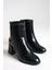 Siyah Deri Kadın Bot Kaymaz Taban Fermuarlı Kalın Topuk Diana 4