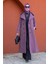 Note Astarlı Kapüşonlu Uzun Boy Kaban-Lila 3