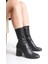 Kadın Bot Streç Siyah Deri Kalın Topuklu Içten Fermuarlı Agnes 3