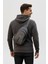 Unisex Su Geçirmez Krinkıl Kumaşlı Fermuarlı 3 Bölmeli Çapraz Body Bag Vücut 3