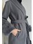 Bel Kuşaklı Kol Ucu Peluş Detaylı Tesettür Kaşe Kaban P-00019056 5