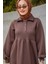 Yakalı Üç Iplik Spor Robalı Elbise-Kahve 2