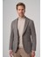 Erkek Gri Örme Trend Desenli Slim Fit Mono Yaka Ceket 1