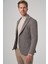 Erkek Gri Örme Trend Desenli Slim Fit Mono Yaka Ceket 4