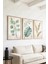 Bohem Yapraklar Minimalist 3'lü Tablo - Ahşap Çerçeveli Tablo -Duvar Tablosu-Salon Yatak Odası Tablo 1