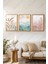 Bohem Minimalist Ahşap Çerçeveli Tablo - 3'lü Tablo Seti - Duvar Tablosu - Üçlü Tablo 1