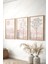 Soft Pastel Pembe Tonlarında Bohem Ahşap Çerçeveli Tablo - 3'lü Tablo Set Duvar Tablosu - Üçlü Tablo 1