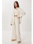 Kapüşonlu Fermuarlı Triko Alt-Üst Takım LMT0051 Krem 2