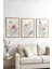 Bohem Çiçek Temalı Ahşap Çerçeveli Tablo - 3'lü Tablo Set - Duvar Tablosu - Üçlü Tablo 1