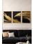 Siyah & Gold Modern Soyut Ahşap Çerçeveli Tablo - 3'lü Tablo Seti - Duvar Tablosu - Üçlü Tablo 1
