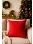 Yılbaşı Temalı Düz Kırmızı Dekoratif Kırlent Kılıfı 43X43 cm - Sadece Kılıf - Düz Renk 3