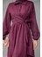 Süet Roba Bağlamalı Elbise-Mürdüm 2