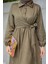 Süet Roba Bağlamalı Elbise-Haki 2